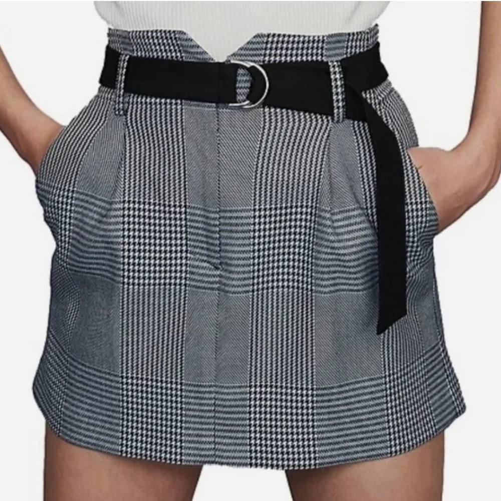 Revolve Maje Plaid Belted Academia Skirt with Shorts Size 38